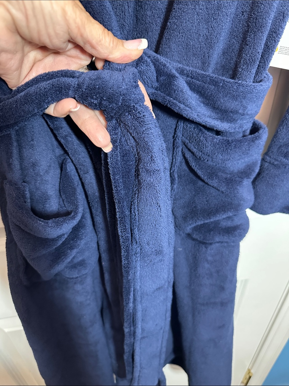 NWTS MENS Fruit of the Loom Navy Plush Bath Robe OS - Picture 7 of 9